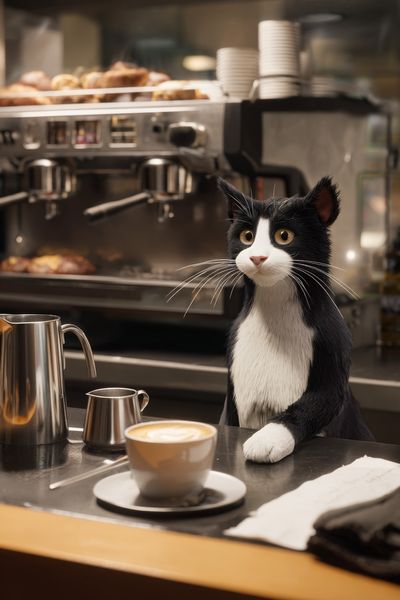 Tuxedo Cat Café Poster.
