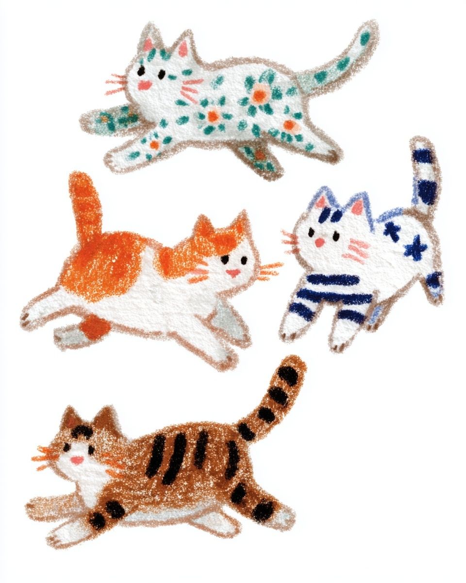 Playful Cats Illustration Poster. poster detail