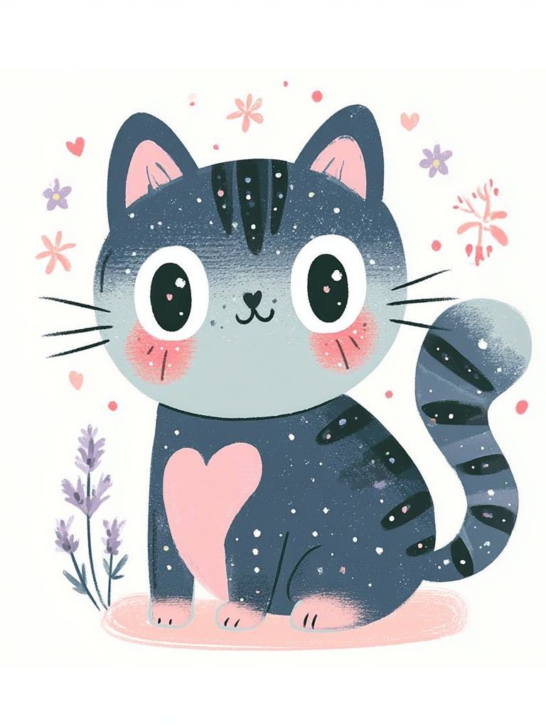 Cute Cat Illustration Poster. poster — illustration art