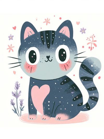 Cute Cat Illustration Poster.