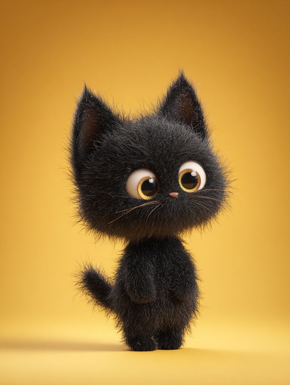 Cute Black Cat Illustration Poster. poster detail