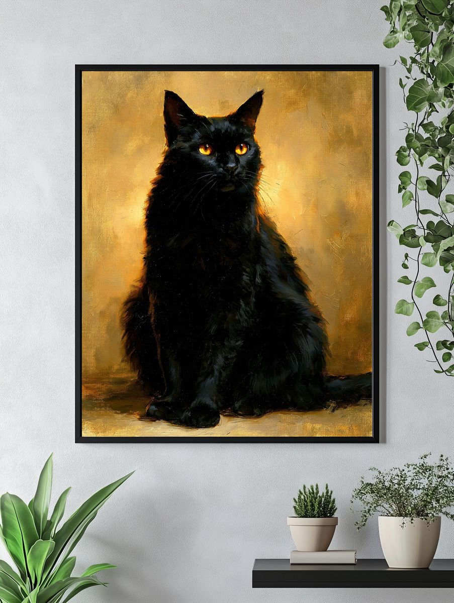 Black Cat Gold Glow Poster. — room view 4