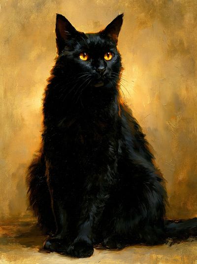 Black Cat Gold Glow Poster.