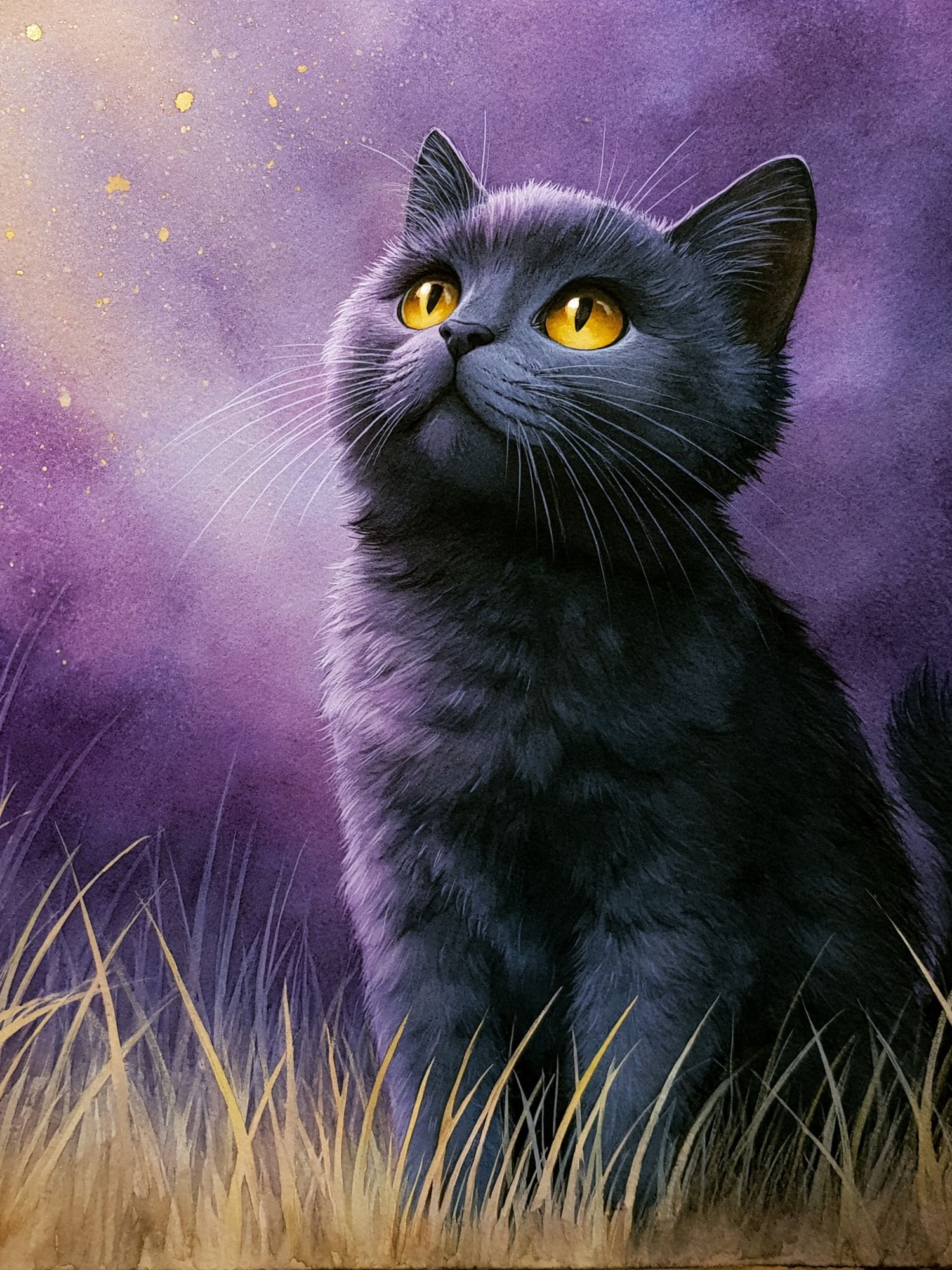 Black Cat Moonlit Portrait Poster. poster — animals art