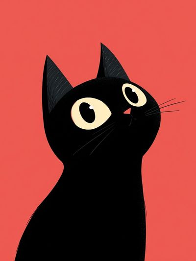 Black Cat Portrait Illustration Poster.