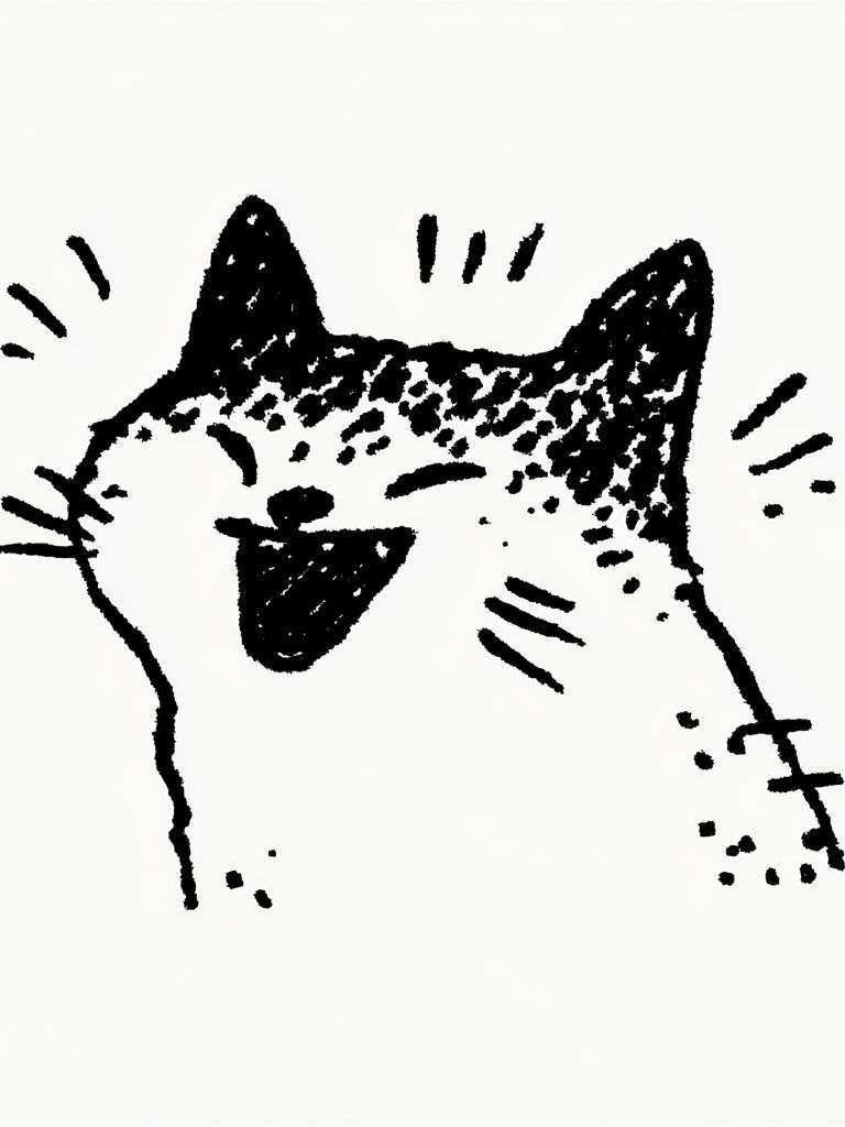 Playful Cat Line Art Poster. poster — animals art