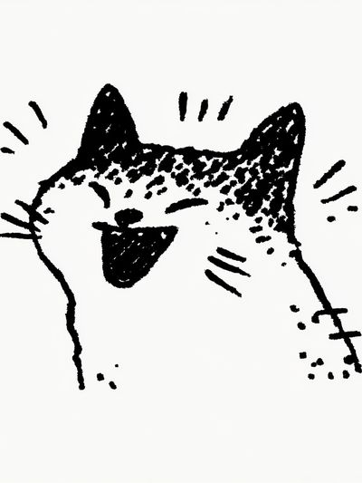 Playful Cat Line Art Poster.