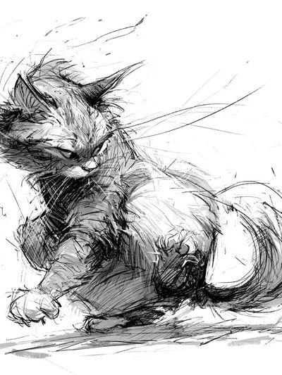 Playful Cat Sketch Poster. poster
