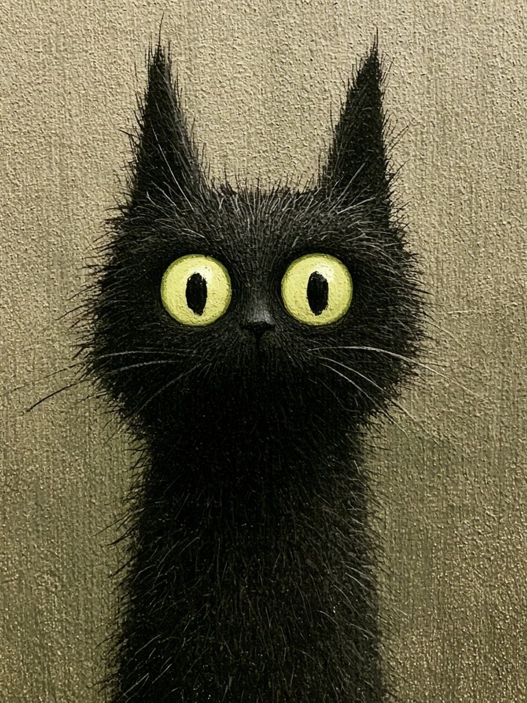 Black Cat Portrait Illustration Poster. poster detail