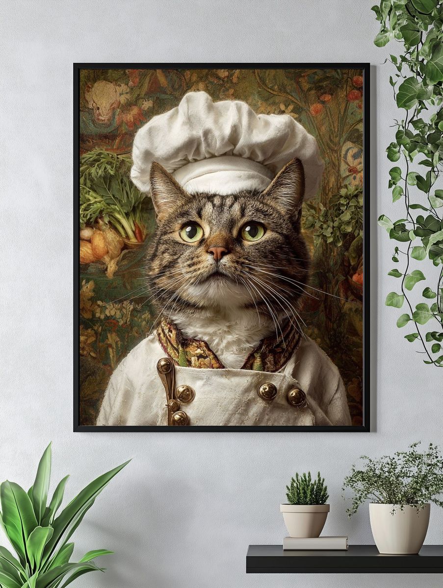 Chef Cat Portrait Print. — room view 4