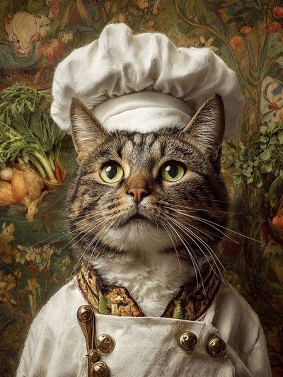 Chef Cat Portrait Print. poster print