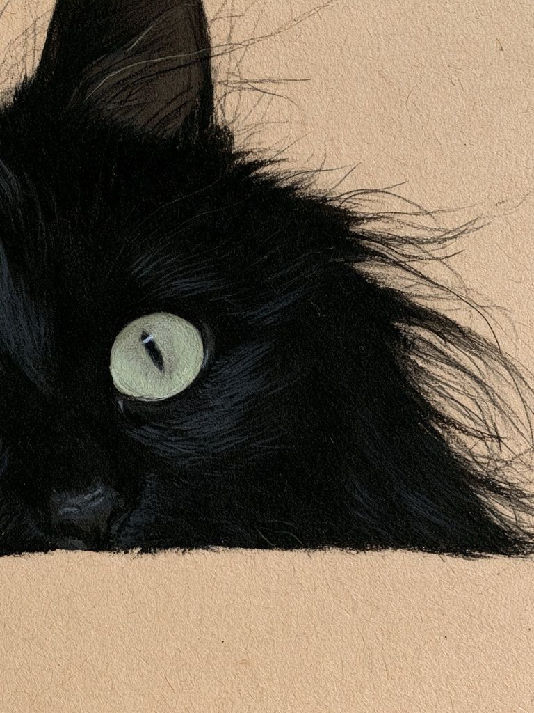 Black Cat Portrait Print. poster — animals art