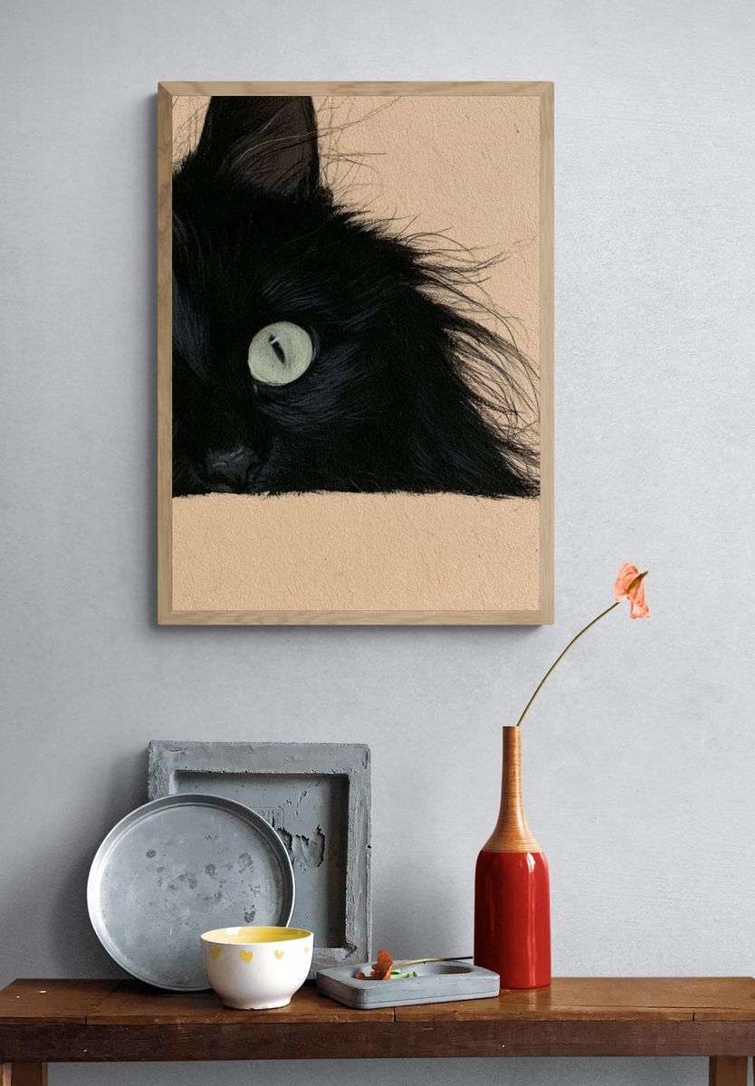 Black Cat Portrait Print. — room view 3