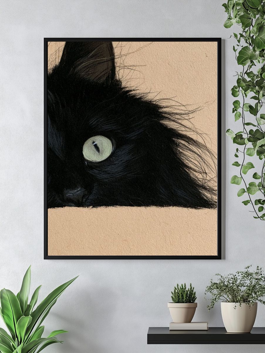 Black Cat Portrait Print. — room view 4