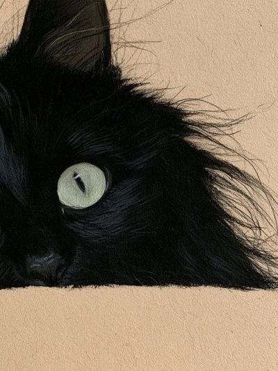 Black Cat Portrait Print.