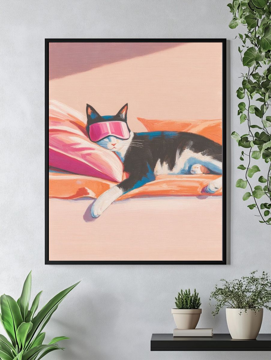 Relaxing Cat — Illustration Print. — room view 4