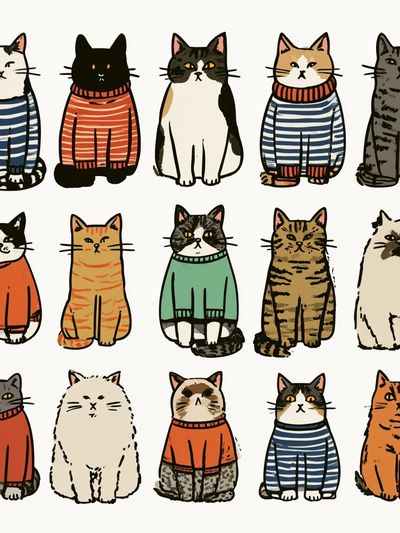 Striped Cats Illustration Poster. poster