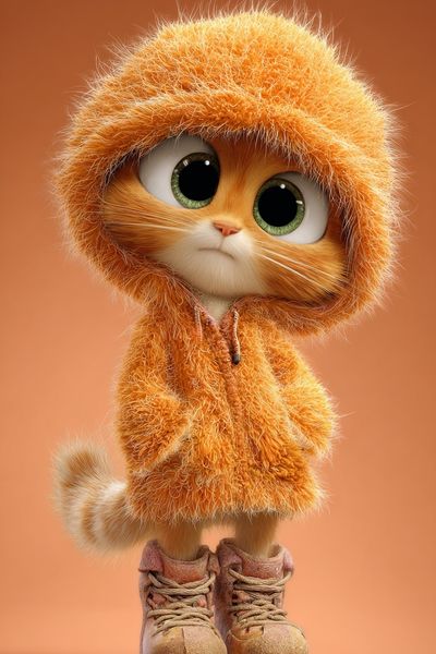 Cute Cat in Hoodie — Illustration Print. poster print
