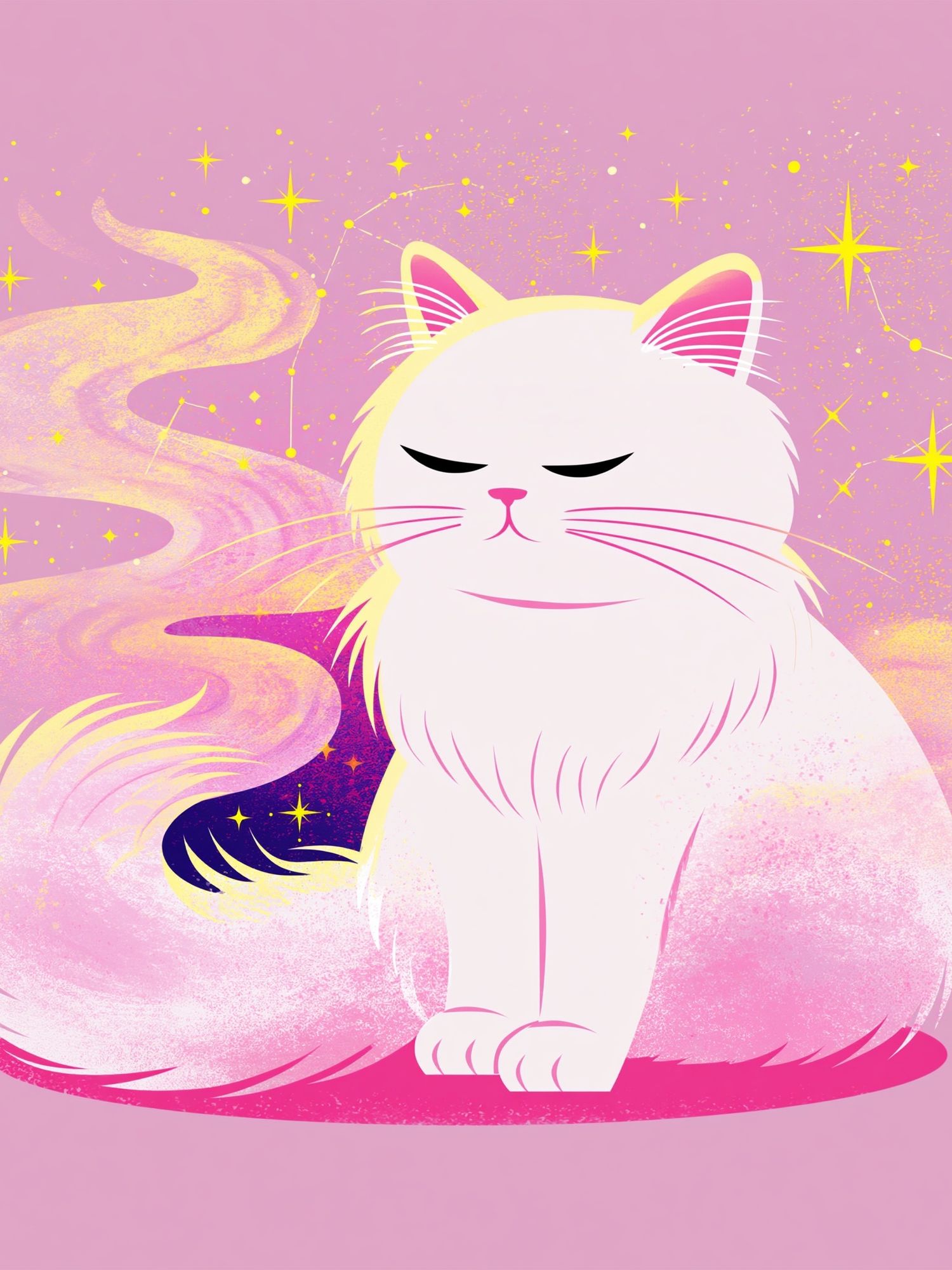 Dreamy Cat Illustration Poster. poster — illustration art