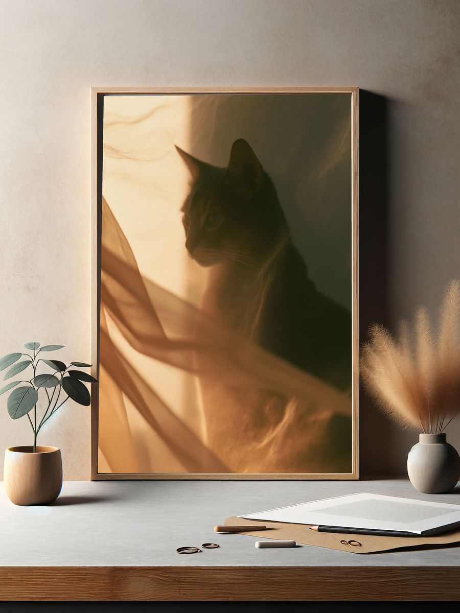 Cat Silhouette Photography Poster. — room view 2