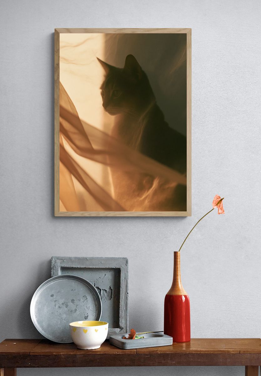 Cat Silhouette Photography Poster. — room view 3
