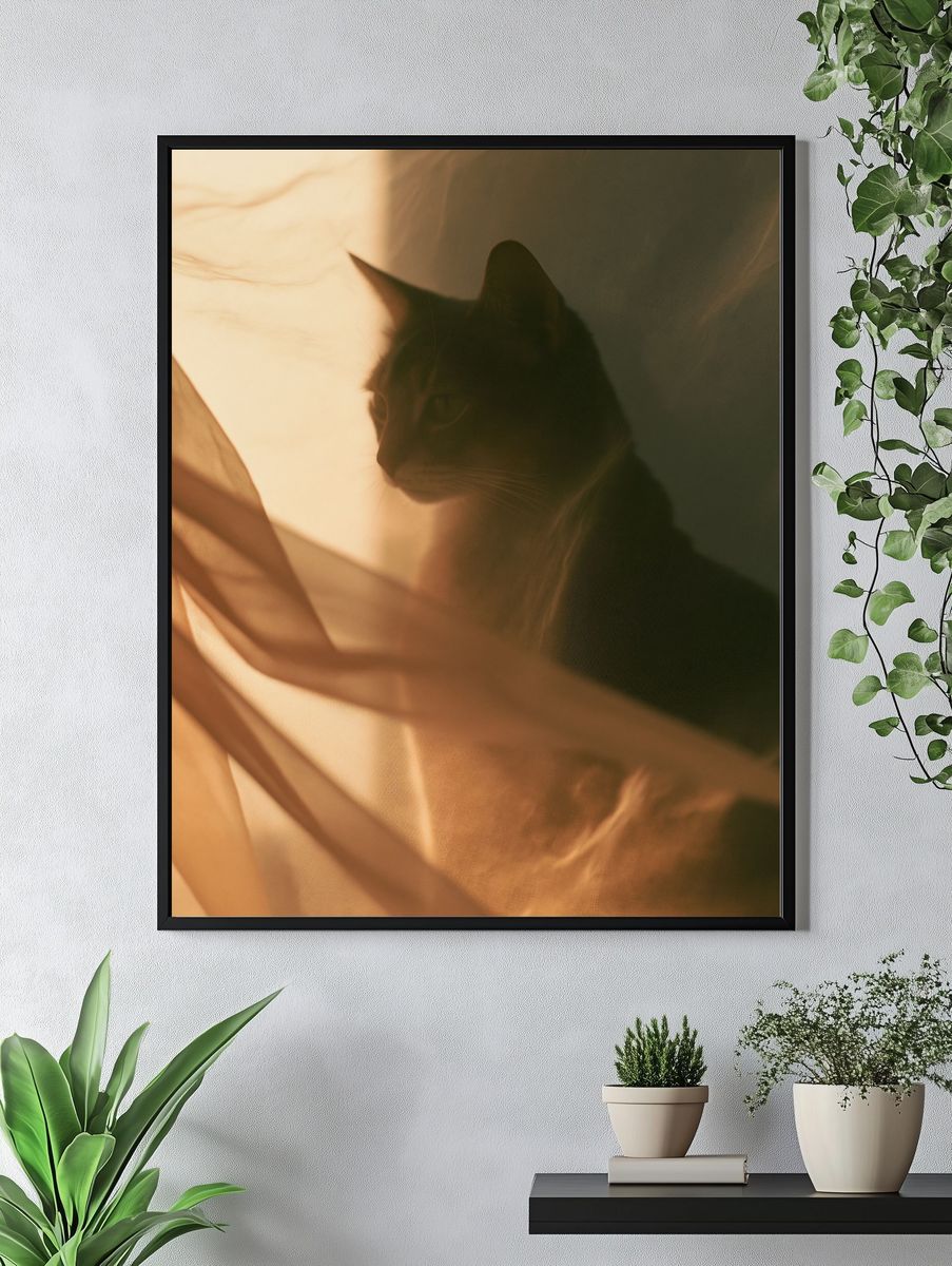 Cat Silhouette Photography Poster. — room view 4