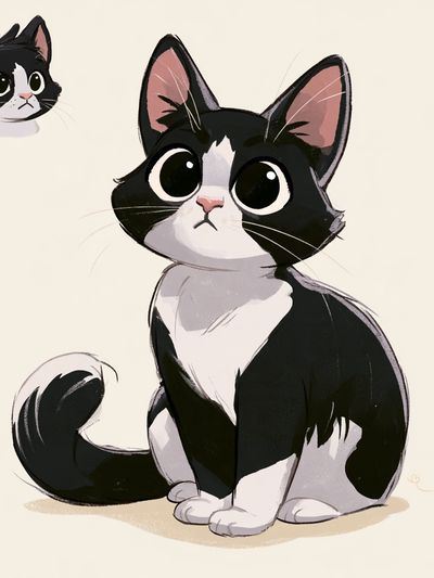 Tuxedo Cat Cartoon Poster.