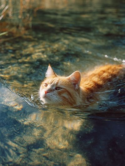 Swimming Cat — Animal Photography Print. poster print