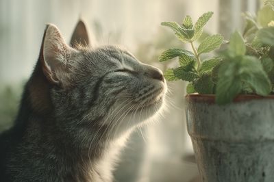 Cat and Mint Botanical Poster. poster print