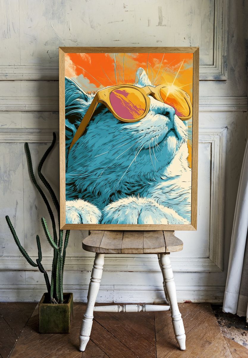 Cool Cat Pop-Art Poster. — room view 1