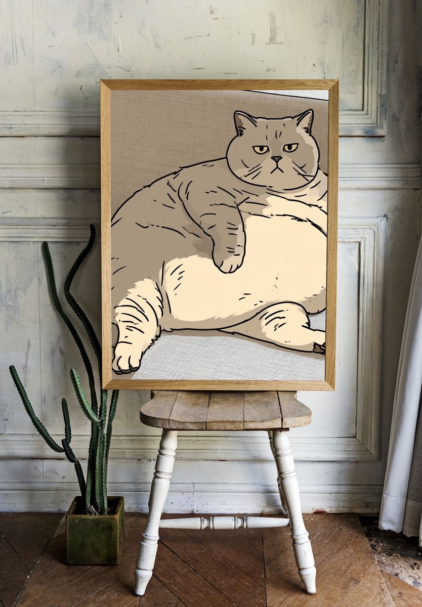 Grumpy Cat Illustration Poster. room preview
