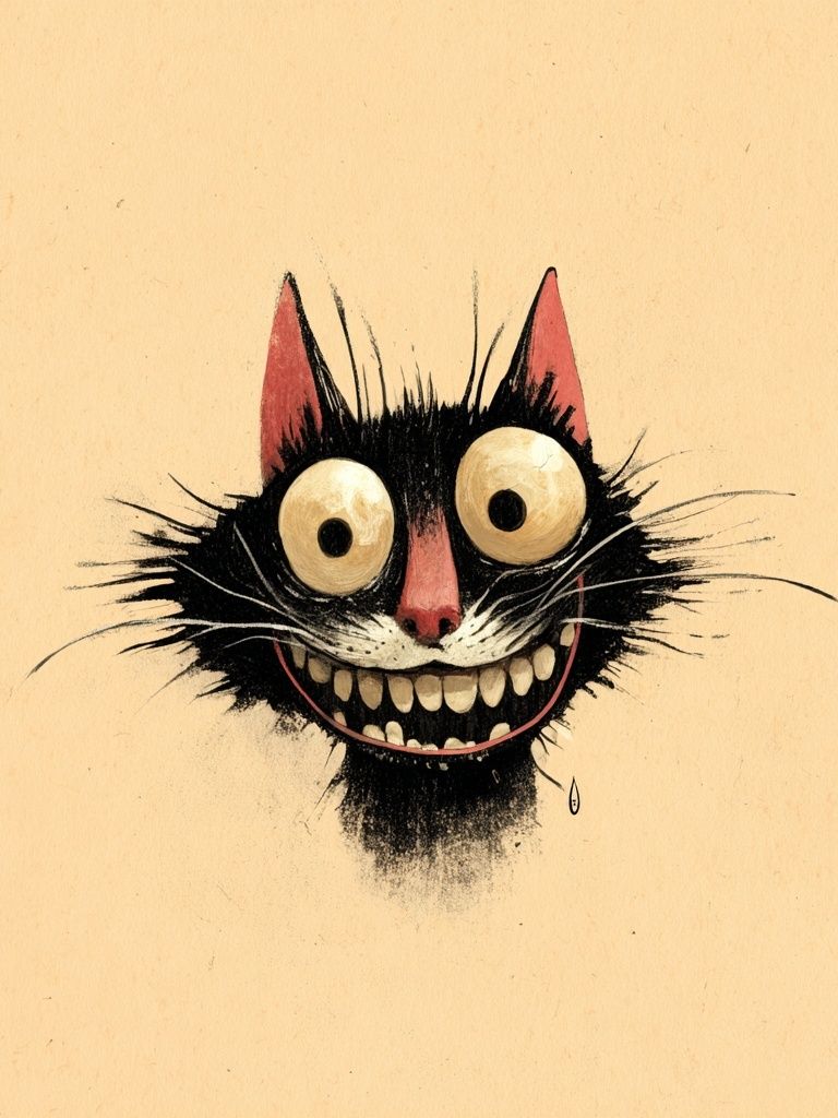 Grinning Cat Illustration Poster. poster detail