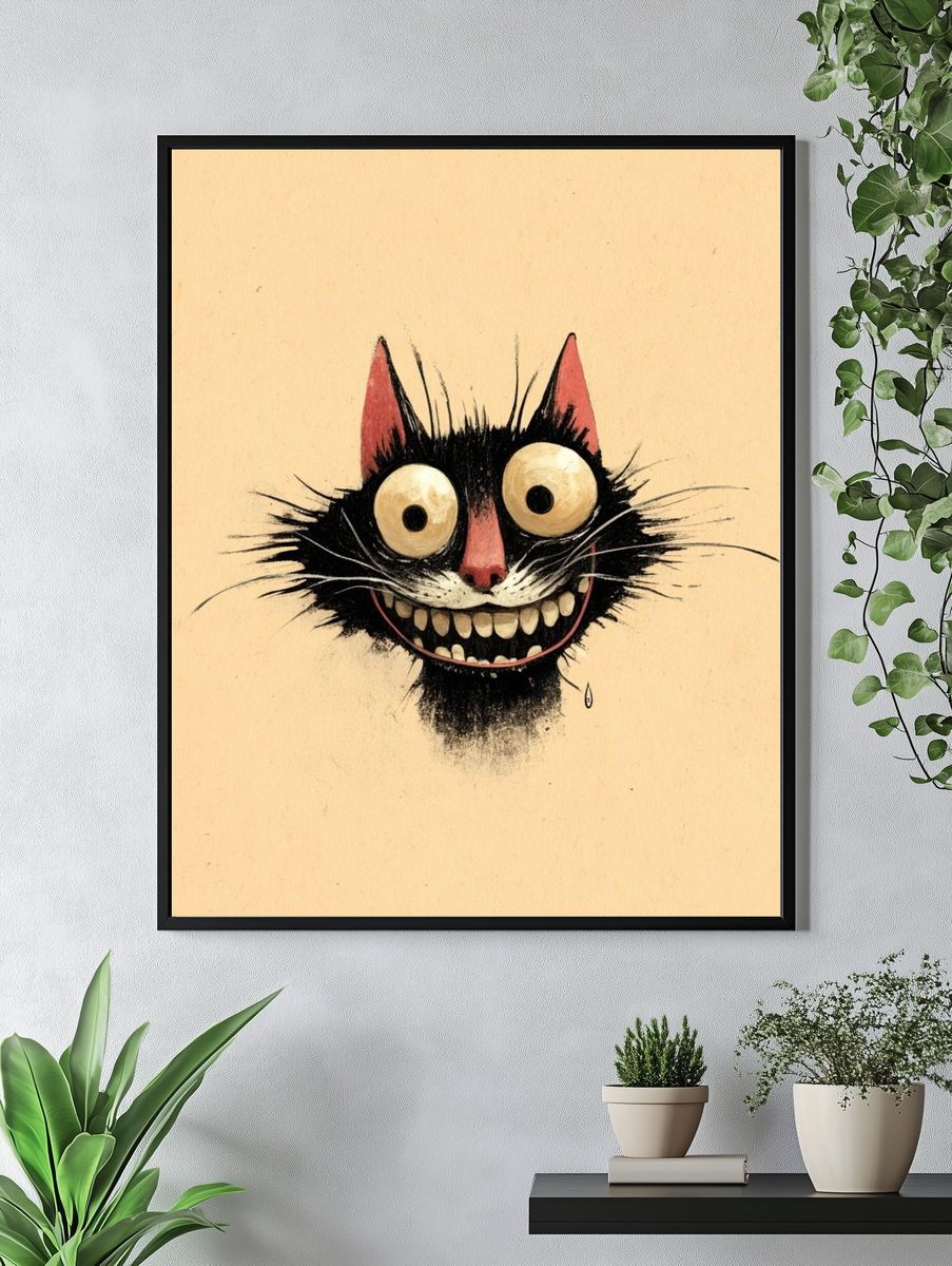 Grinning Cat Illustration Poster. — room view 4