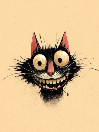 Grinning Cat Illustration Poster. poster