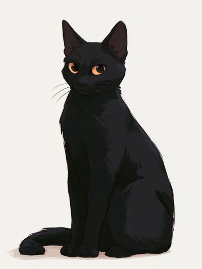Black Cat Portrait Illustration Poster.