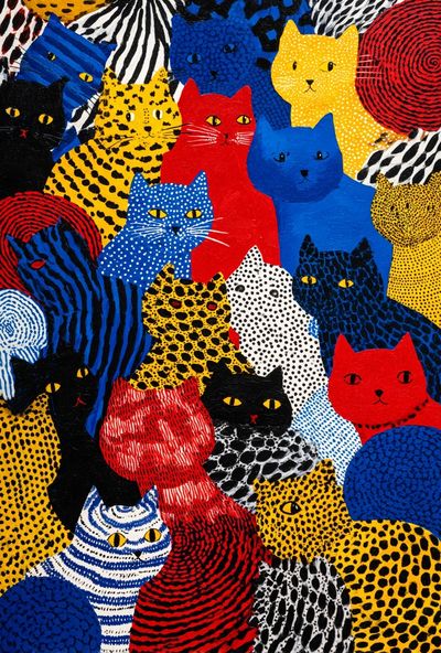 Colorful Cat Pattern Illustration Poster.