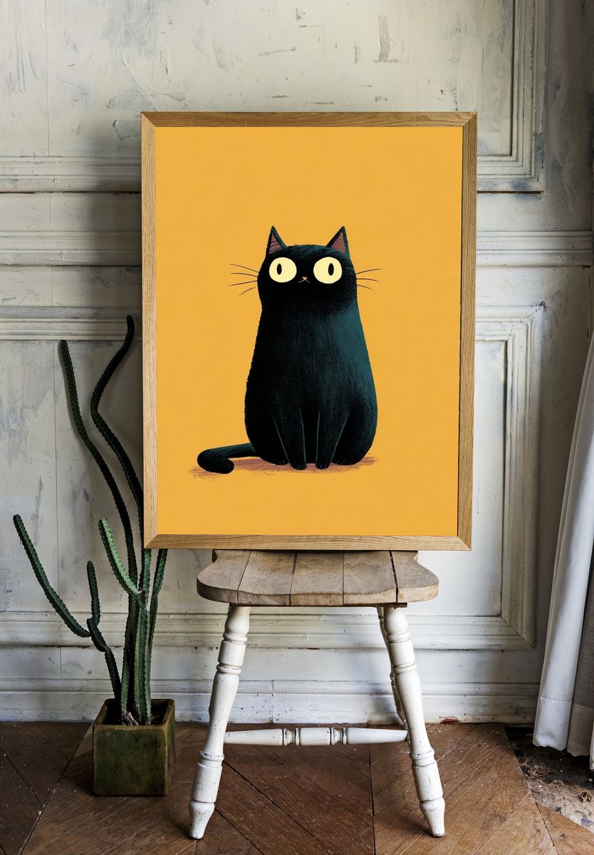 Black Cat — Illustration Print. — room view 1