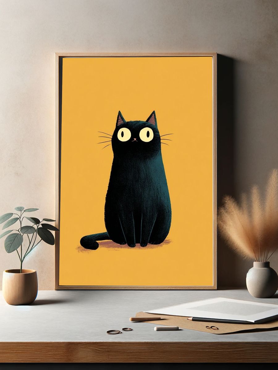 Black Cat — Illustration Print. — room view 2