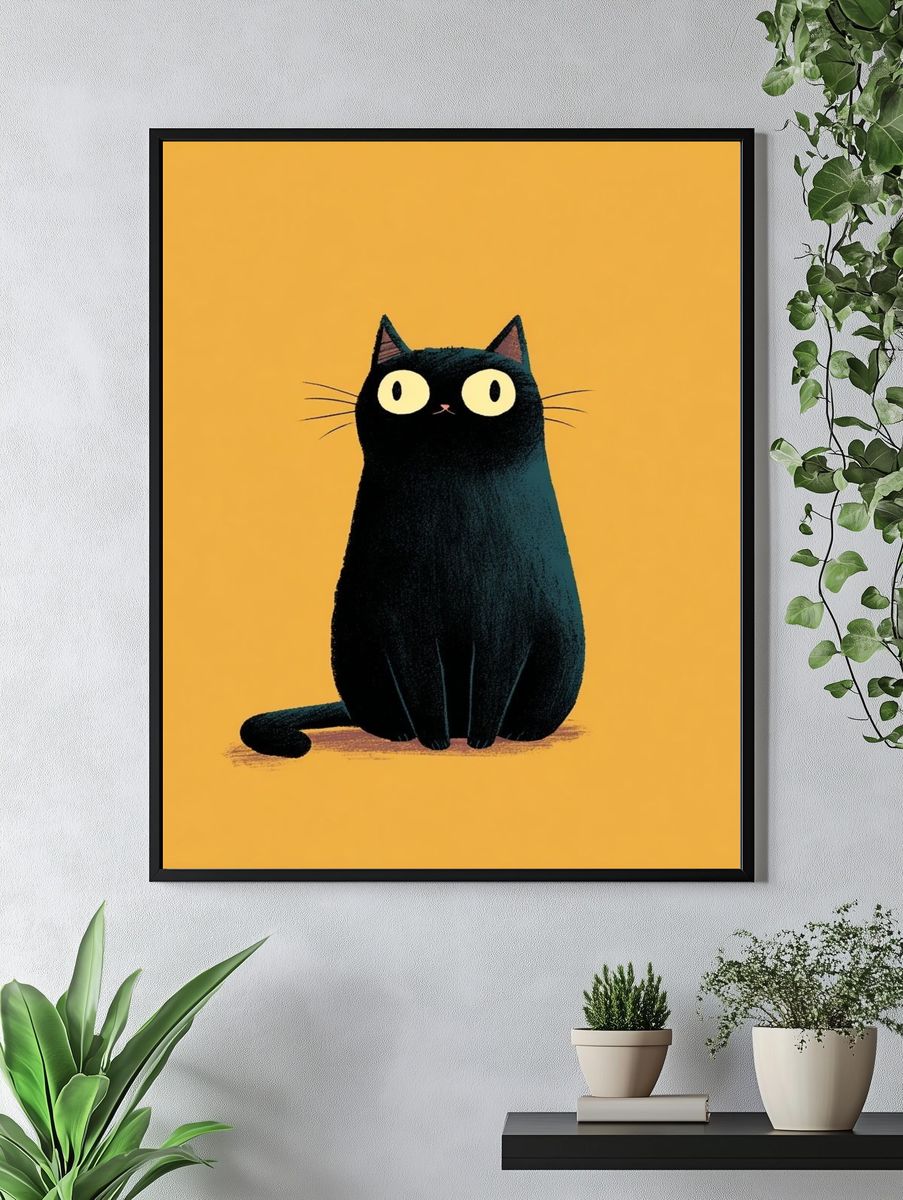 Black Cat — Illustration Print. — room view 4