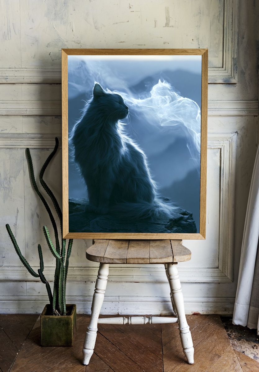Mystic Cat Silhouette Poster. — room view 1