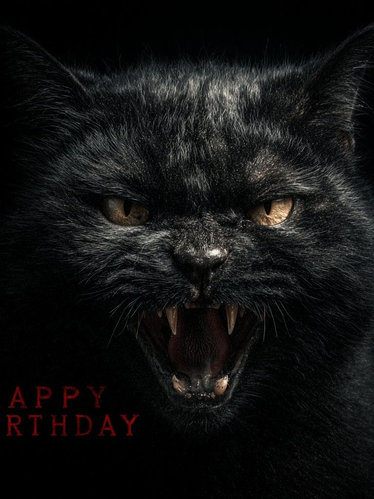 Black Cat Horror Typography Poster. poster — animals art