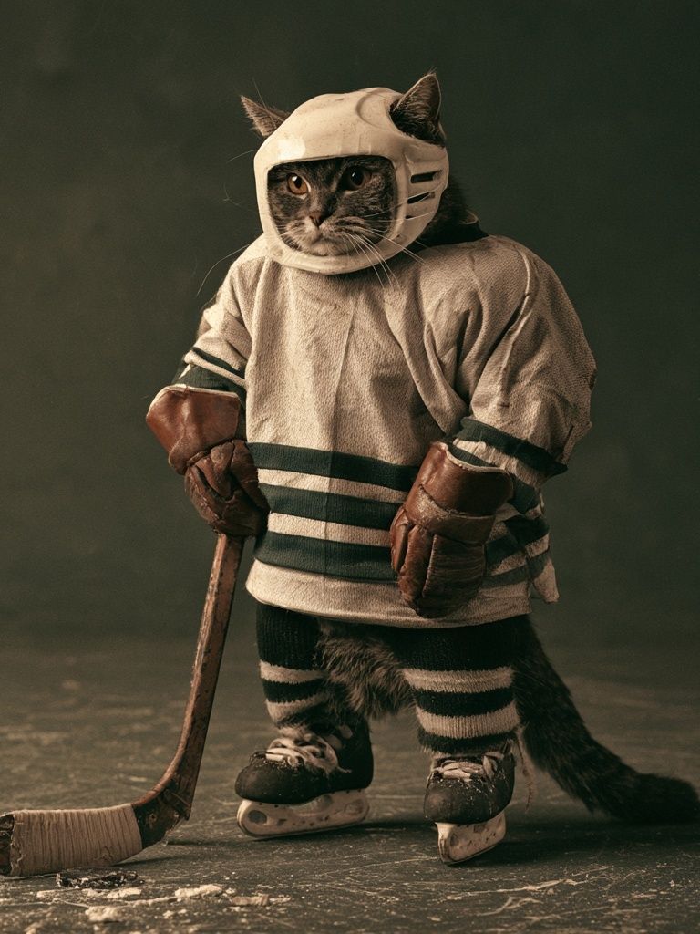 Hockey Cat Portrait Poster. poster — animals art