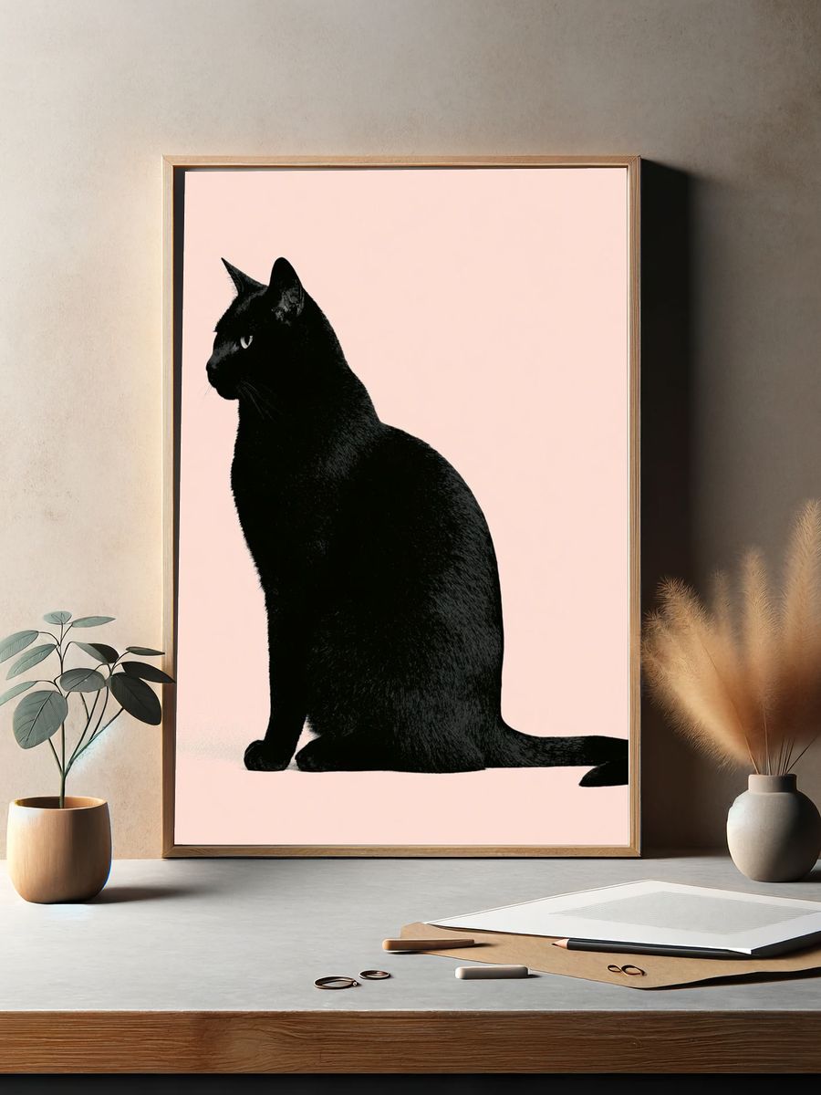 Black Cat Silhouette Poster. — room view 2
