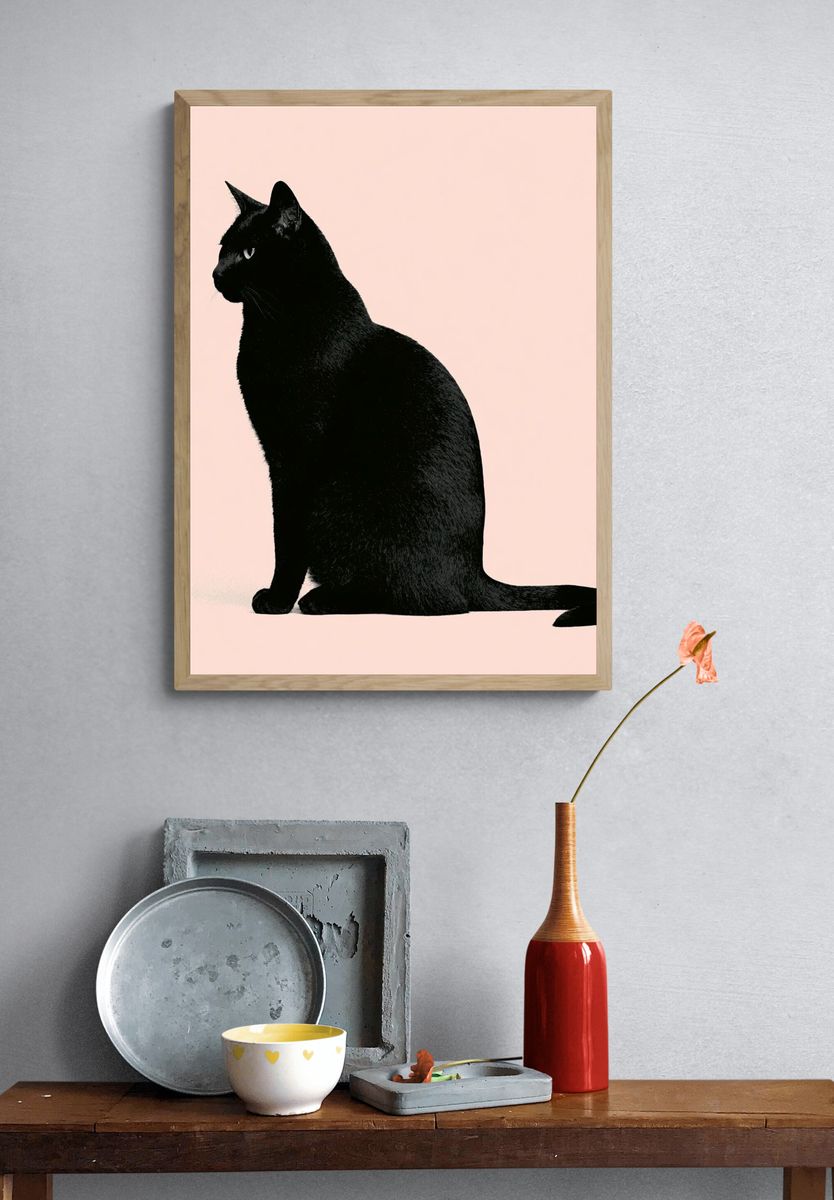 Black Cat Silhouette Poster. — room view 3