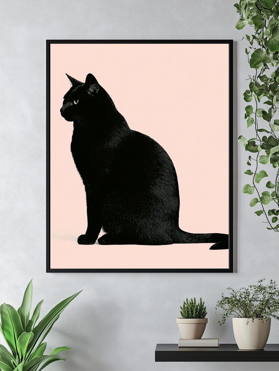 Black Cat Silhouette Poster. — room view 4