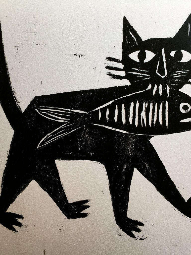 Black Cat Fish Illustration Poster. poster — animals art
