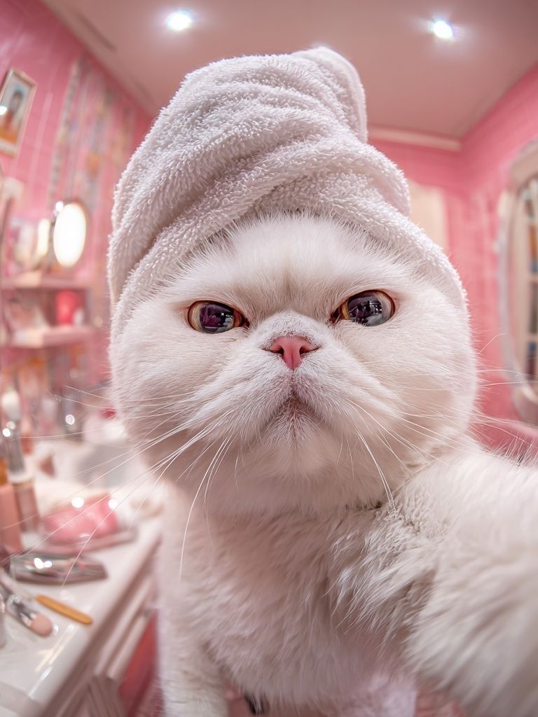 Persian Cat in Spa — Funny Print. poster detail