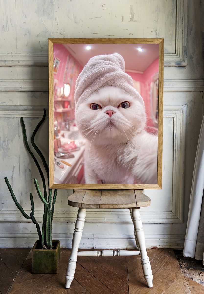 Persian Cat in Spa — Funny Print. — room view 1