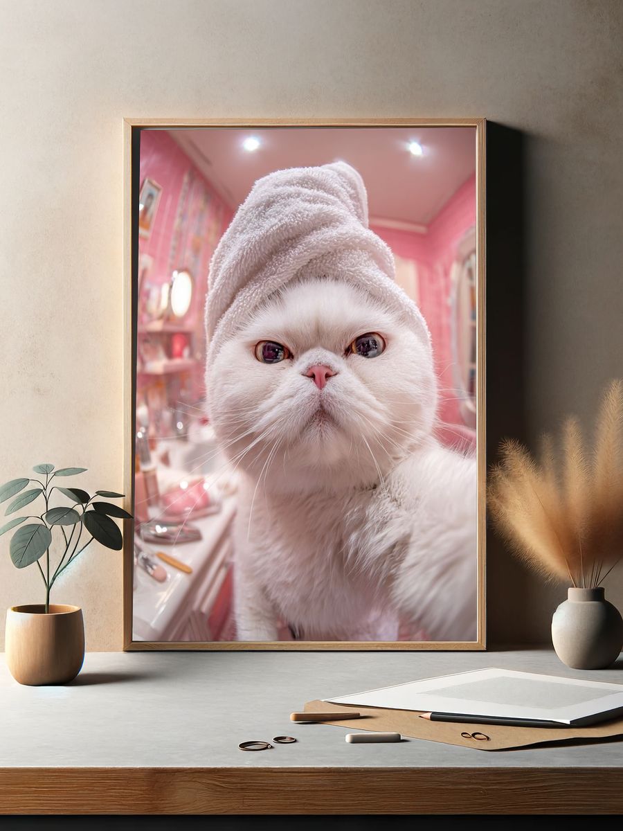 Persian Cat in Spa — Funny Print. — room view 2