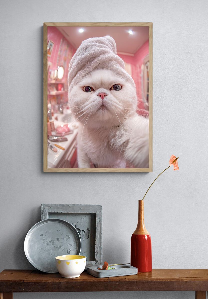 Persian Cat in Spa — Funny Print. — room view 3